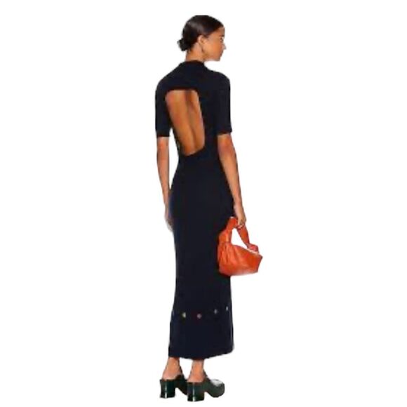 Staud Cecily Open-Back Cable-Knit Midi Dress Women’s Navy Size Small - Picture 2 of 12